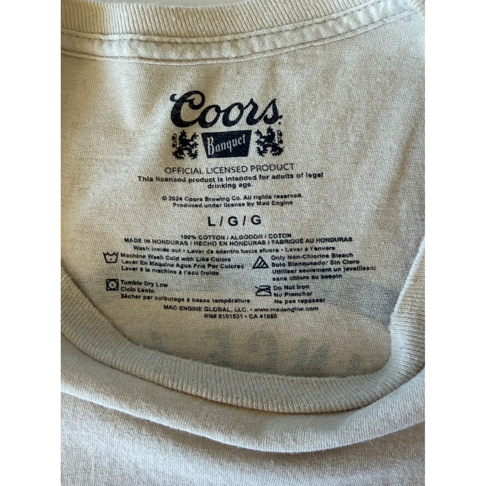 Coors Banquet Beer Graphic T-Shirt Mens Large Tan Short Sleeve Cotton - Picture 4 of 8